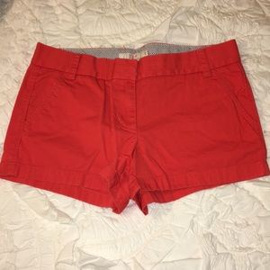 Red J Crew chino shorts